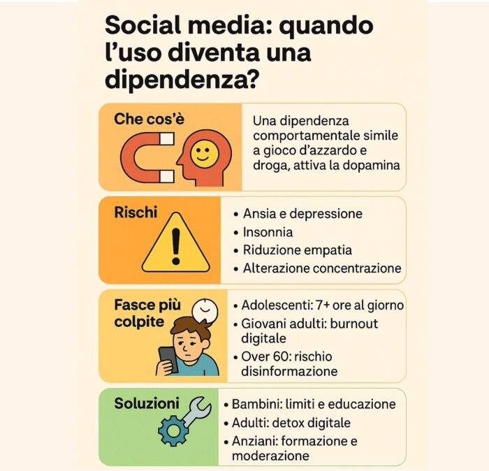 Dipendenza dai social media: rischi, danni cognitivi e soluzioni per ogni età