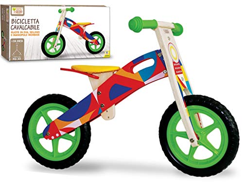 Teorema- Bicicletta Cavalcabile Senza Pedali in Legno per Bambini Giocattolo, Multicolore, unica, 40594