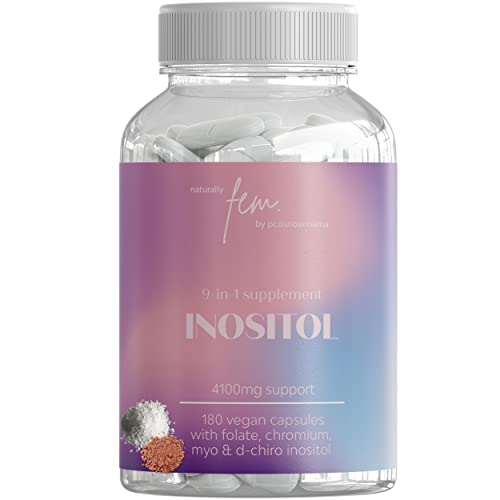 Inositolo FEM Myo & D-Chiro 4100mg | PCOS e Equilibrio Femminile | Integratore 9-in-1 Inositolo, Acido Folico, Cromo Picolinato, Zinco, B6, B12, D3, Selenio e Manganese | 100% Naturale