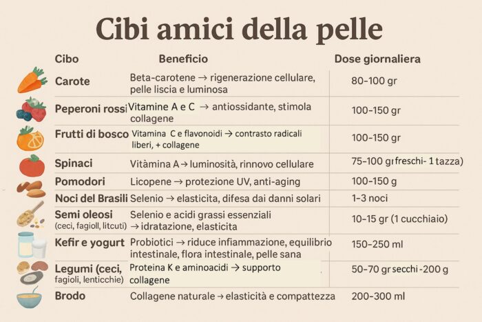 I migliori cibi per la pelle sana: la guida completa 2025